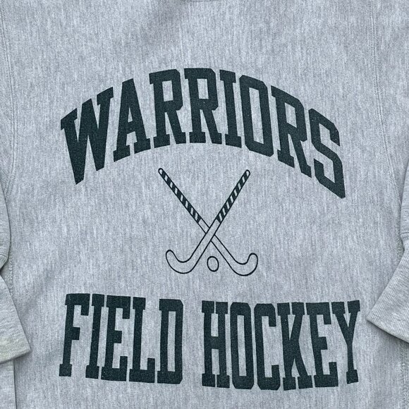 Men’s Vintage Champion Warriors Hockey Sweatshirt grey heathered cotton 1960s - Picture 2 of 4